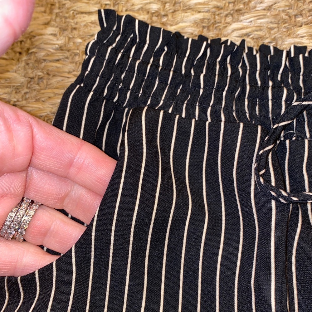 SOLD Asher 100% Poly Elastic Drawstring Pinstripe Shorts - Picture 2 of 4